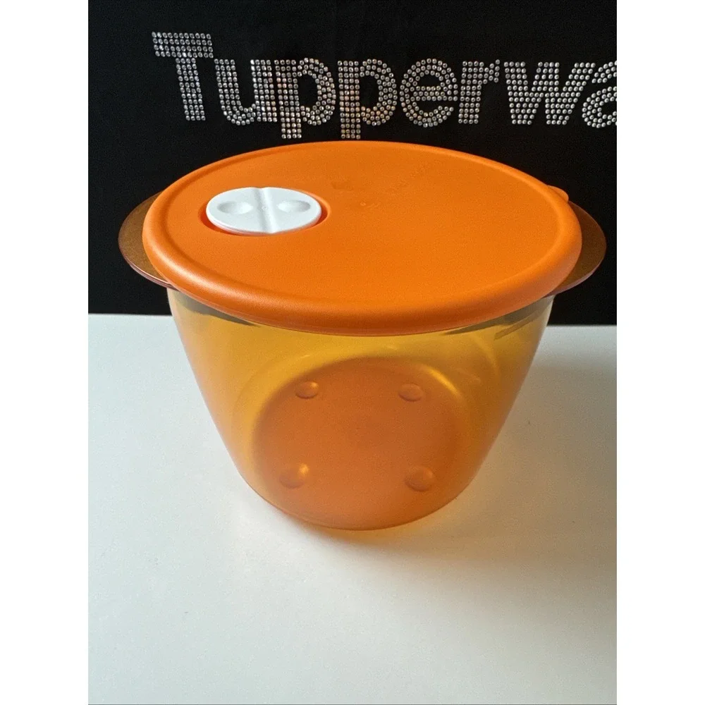 Tupperware Microwave Round Rock N Serve 3.3L / 14 Cup Orange Sheer New orange